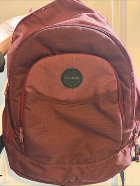 DAKINE Burgundy Backpack With Six Pockets Durable For School Outdoor Use #FLAW
